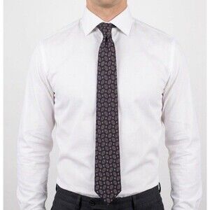 Jos. A. Bank Executive Collection Men’s Navy Gray Wine Geo Print 100% Silk Tie